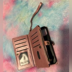 Pink wallet cel phone case for IPhone 12 Pro Max